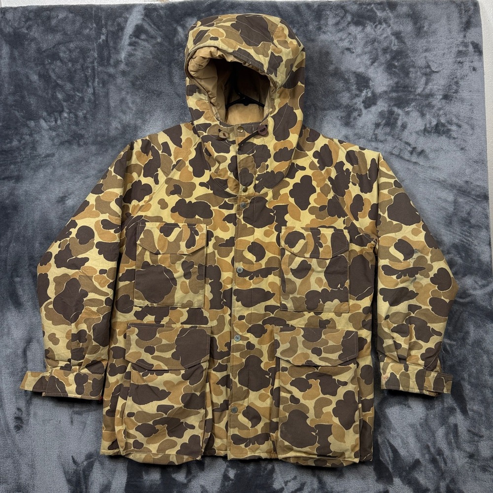 Cabela's Hunting Parka Mens XL Camo Fair Vintage Duck Hunter Hooded Jacket USA